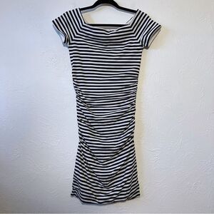 Boden Navy Blue White Striped Ruched Dress size 4